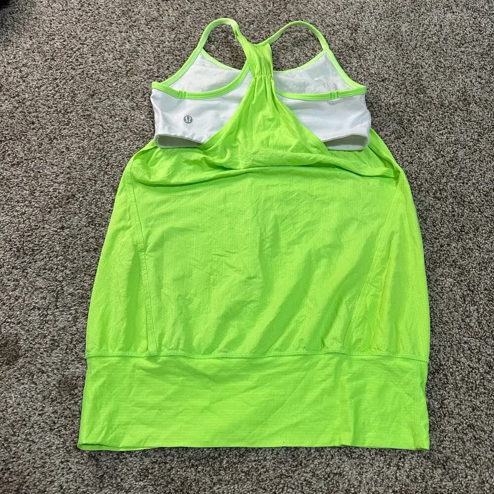 LULULEMON Women's No Limits Tank Size 6 In Zippy Green/White - Picture 2 of 11